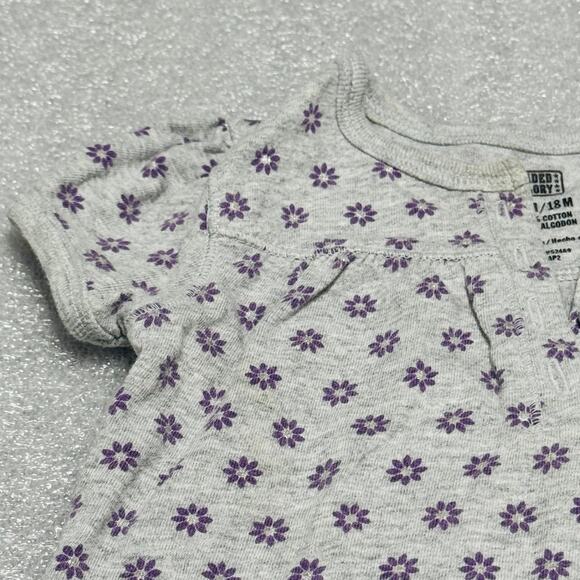 Faded Glory Toddler Girl's Purple Daisy Short Sleeve Floral Top Gray 18M - Picture 4 of 7